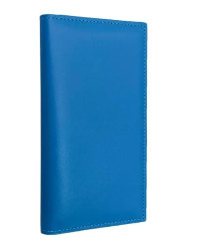 Baculyri Checkbook Covers for Personal Checkbook Holder with Pen Holder Clear PVC Divider Premium Vegan Leather Checkbook Cover for Duplicate Checks (Cobalt blue)