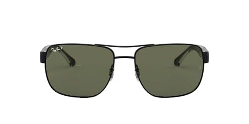 Ray-Ban Mens RB3530 Square Sunglasses, Black/Polarized Green, 58 mm