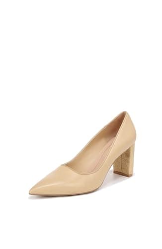 Franco Sarto Womens Giovanna Pointed Toe Pumps Beige Leather 9 M
