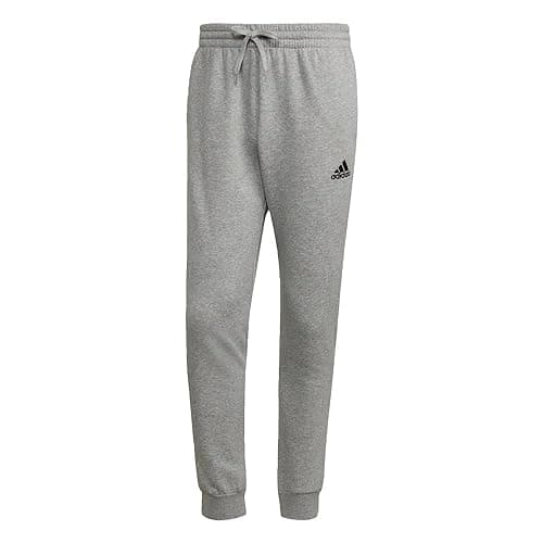 Adidas Mens Essentials Fleece Regular Tapered Pants Medium Grey Heather/Black Large