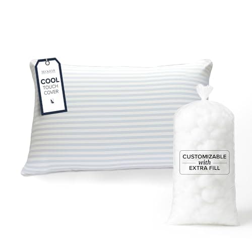 Beckham Hotel Collection Summer Sanctuary Queen Pillow - Cooling Qmax Adjustable Down Alternative Pillow w/Extra Fill, Ideal for Side Back Stomach Sleepers