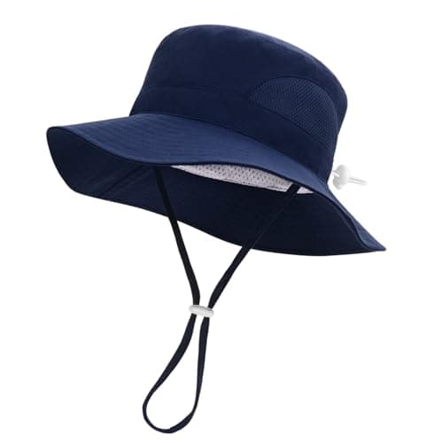 Boy Girl Sun Hat,Kids Summer UPF 50+ Foldable Beach Bucket Hat,Toddler Sun Hat for Kids Child 6-24 Months Navy Blue
