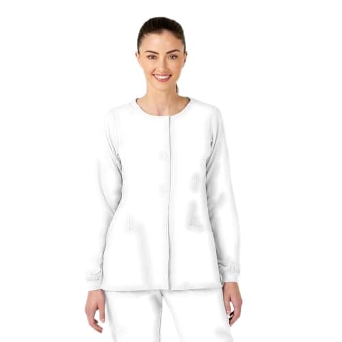WonderWink womens Crew Neck Warm Up Sport Jacket, White, Medium US
