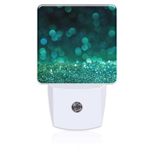 sndheke Green Gold Glitter Night Light - Plug into Wall, Green Sparkle Shining Lights Dusk to Dawn, 0.5w Energy Saving Sleep Friendly Night Light for Kids Boys Girls Home Decor