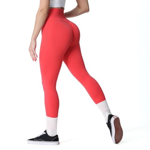 Aoxjox Booty Seamless Leggings 23" (Peach Pink (Thin Scrunch), X-Large)