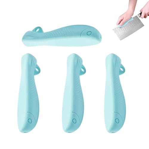 NentMent 4 Pack Kitchen Knife Chopping Helper Chef Knife Back Cover Rubber Gripper Pads Meat Cutting Aid for Kitchen Knife Set Chef's Knife Boning Knife Fillet Knife Santoku Nakiri Knife Chef Knive