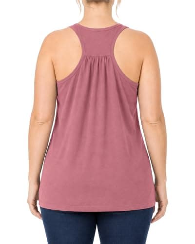 SepiMeli Plus Size Flowy Triblend Tank Top for Women – Soft Lightweight Long Racerback Sleeveless Shirt (Rose, Medium)