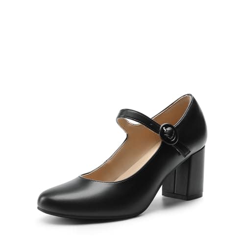 DREAM PAIRS Womens Mary Jane Shoes Chunky Heel 2.76 Inch - Round Toe Vintage Office Work Pumps - Comfortable Low Block Heels Dress Shoes for Women,Size 11,Black,DWUMPU2528