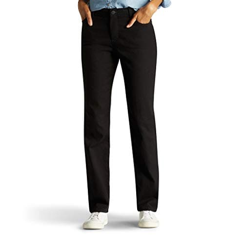 Lee Women's Instantly Slims Classic Relaxed Fit Monroe Straight Leg Jean, Black, 10