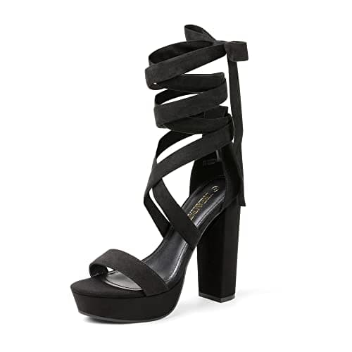 DREAM PAIRS High Chunky Block Platform Heels for Womens Strappy Gladiator Sexy Open Toe Dressy Sandal SDHS2205W Black 5.5