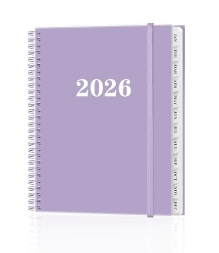 2026 Planner - Weekly and Monthly Planner from Jan 2026 - Dec 2026, Spiral Planning 2026 with 12-Month Tabs, Inner Pocket, 8.5" x 11", Purple