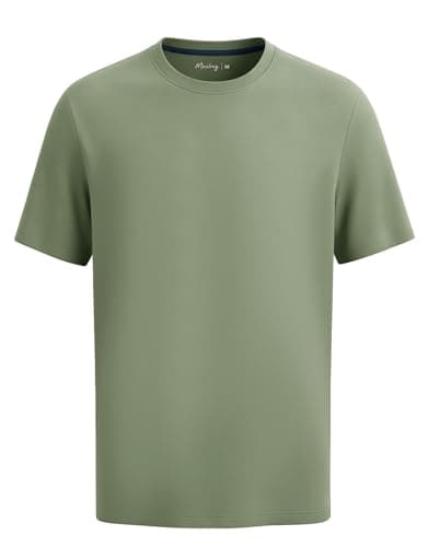 M MAELREG Men's Workout Shirts Moisture Wicking Athletic Running Round Neck T-Shirts Short Sleeve Sports Gym Tops Green Grey