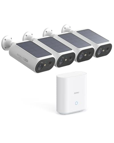 aosu 2K QHD Solar Security Cameras Wireless Outdoor System, 4-Cam-Kit