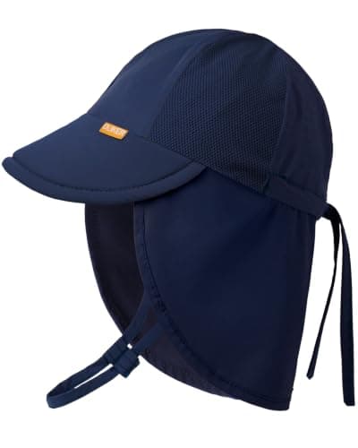 OLIKER Baby Sun Hat with Breathable Mesh, UPF 50+ Quick Drying Unisex Baby Toddler Sun Hat for Summer Beach Swim (6-24M Navy Blue)