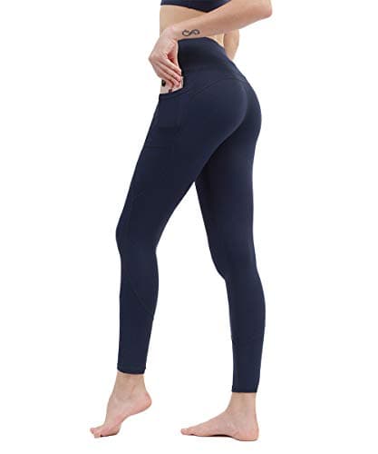 Kipro Women Sports Tights Thick Training Weight Leggings w Out Pockets Navy X-Large