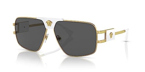Versace VE 2251 147187 Gold & White Metal Square Sunglasses Grey Lens