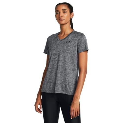 Under Armour Womens Tech Twist Short Sleeve V Neck, (025) Castlerock/Steel/Black, XX-Large