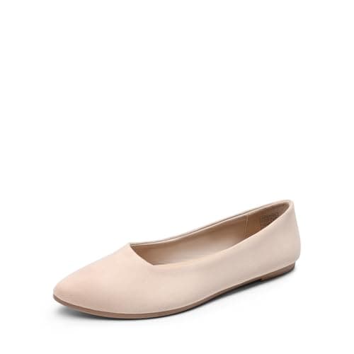 DREAM PAIRS Women's Pointed Toe Flexible Flats,Size 5,Nude