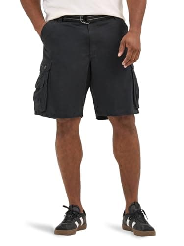 Lee Men's Big and Tall New Belted Wyoming Cargo Short, Black, 46