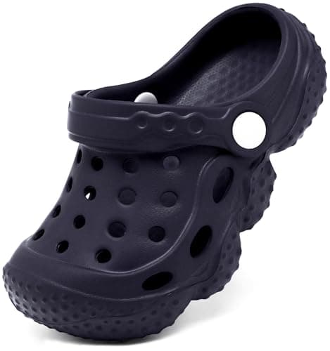 ChayChax Kid's Garden Clogs Cute Slides Sandals Toddlers Beach Pool Shower Shoes with Non-Slip Sole,Toddler 4,Navy