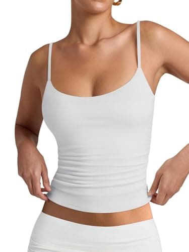 PINKMSTYLE Womens Double Lined Spaghetti Strap Tank Top Scoop Neck Tops