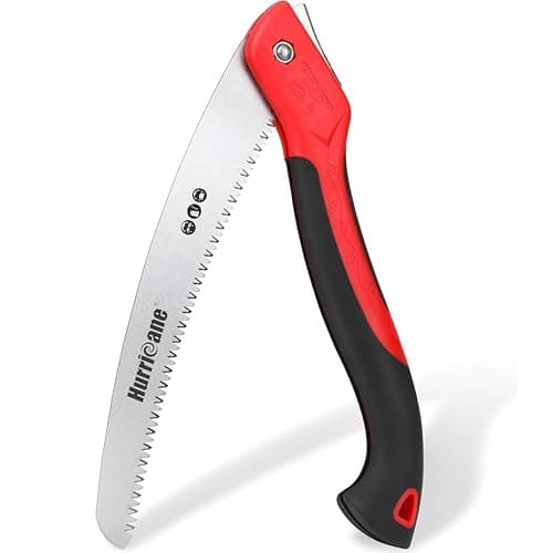 HURRICANE 10" Folding Hand Saw, SK5 Steel Blade with Triple-Cut Razor Teeth – Portable Foldable Pruning Saw for Tree Trimming, Camping, Bushcraft & Gardening, Non-Slip Ergonomic Handle