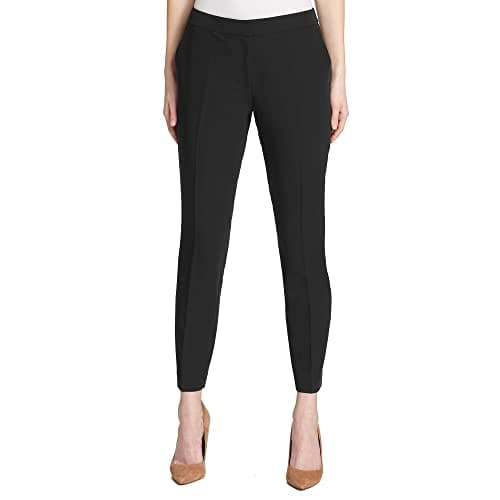Tommy Hilfiger Women's Dress Pants – Straight-Legged Trousers for Women with Elastic Waist, Deep Black, 2