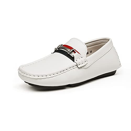 Bruno Marc Boy's Loafer Slip-On Dress Shoes,Size 13 Little Kid,White,SBLS218K