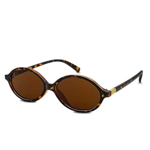 Chiseyhue Retro Oval Sunglasses for Women 90s Cute Designer Trendy (Tortoise)