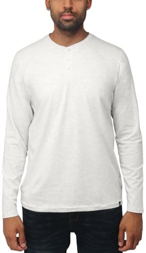 X RAY Men's Men's Henley Shirts Long Sleeve, 95% Cotton Stretch Basic Slim Fit Henley Shirts for Men, Oatmeal, Small