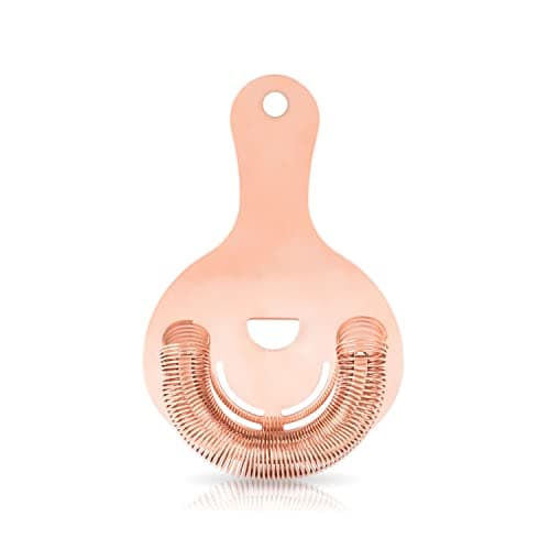 Viski Hawthorne Cocktail Strainer, Stainless Steel Bar Strainer with Copper Finish for Standard and Large Mixing Glasses, Boston Shakers and Shaker Tins, Home Bar Essentials, Bartender Tool, Set of 1
