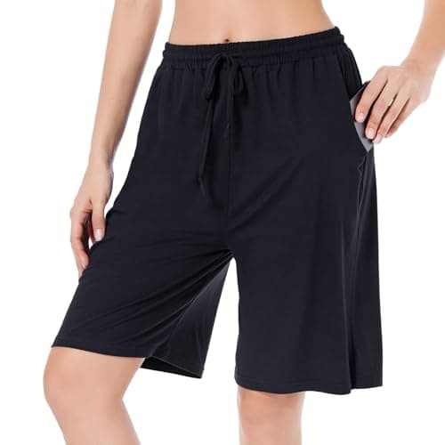 CULAYII Womens Bermuda Long Shorts Athletic Lounge Shorts Basketball Comfy Knee Length Yoga Summer Shorts for Women with Pockets Black XL