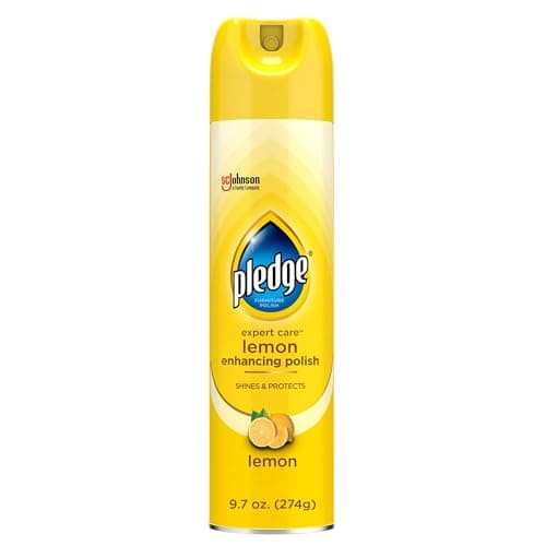 Pledge Enhancing Polish Spray, Wood Furniture & Stainless Steel Polish, Remove Dust and Fingerprints, Fast Shine and Protect, Prevent Scratches & Knicks - Lemon Scent, 9.7oz