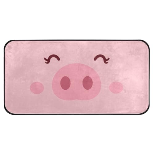 Kitchen Rugs Cute Pig Pink Design Non-Slip Soft Kitchen Mats Bath Rug Runner Doormats Carpet for Home Decor, 39" X 20"
