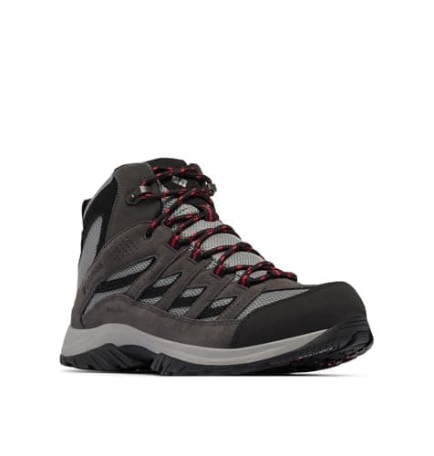 Columbia Mens Crestwood Mid Waterproof, Dark Grey/Mountain Red, 7 Wide
