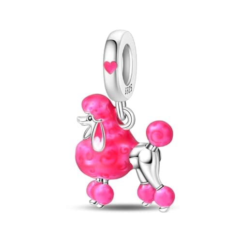 TBYHR Pink Poodle Charm for Bracelets and Necklaces