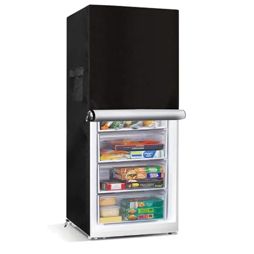 Bitubi Upright Freezers Cover,Outdoor Refrigerator Cover,– Waterproof, Dustproof, Sun-Proof, 33"W x 33"D x 67"H. Suitable for most 14.1-17 Cubic Compact Mini Freezer on market (Black)