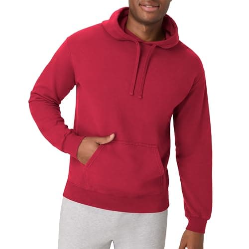 Hanes Men's Comfortwash Garment Dyed Hoodie Sweatshirt, Crimson Fall, Large