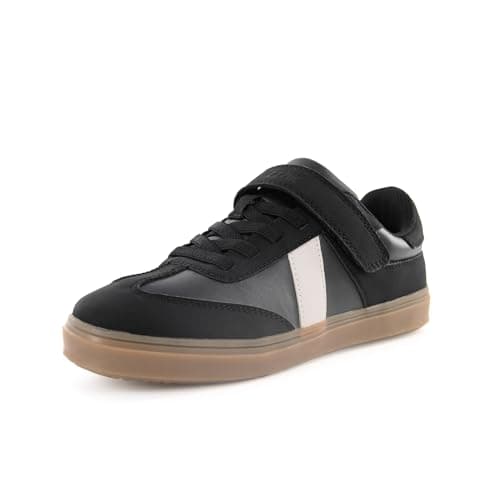 AMZZPIK Boys Shoes Size 2 Black Zero Drop Sneakers for Daily School Walking