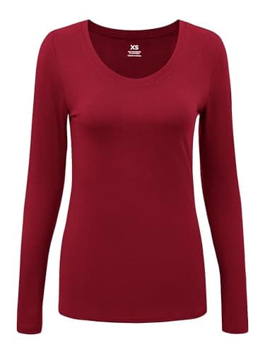 COZYFIT Underscrub Long Sleeve Women, Comfort Tee, Burgundy, S