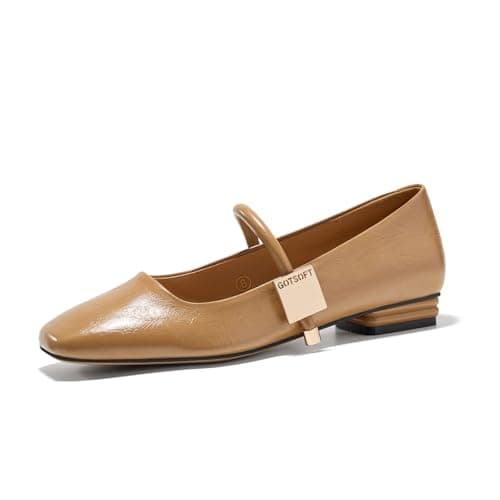 GotSoft Womens Mary Jane Flats Closed Square Toe Ballet Flat Dress Shoes