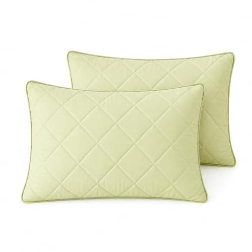 evolive Cooling Diamond Quilted Pillow Shams Set of 2, 20"x26" (Green)