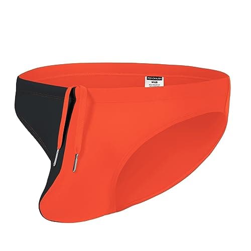 ZONBAILON Men's Sexy Swim Briefs Bikini Swimwear with Drawstring Orange 2XL