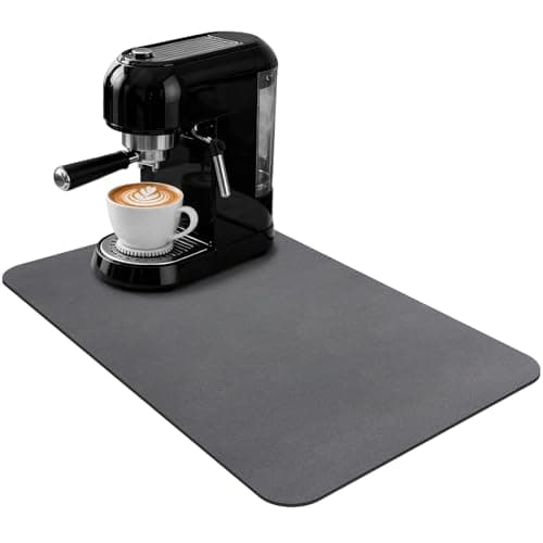 Coffee Mat 12"x19" Dark Gray, Rubber Backed, Absorbent, Under Coffee Maker