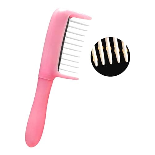 Hair Oil Applicator Comb, Hands-Clean Oiling Brush for Quick Even Application, Wide Teeth Oil Distribution Comb with 5ml Container/Scale Handle for Women/Girls Thin/Straight Hair Daily Care (Pink)