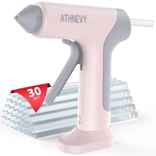 Cordless Hot Glue Gun, 4V 10s Fast Preheat, USB-C, 2000mAh Battery with Indicator, Smart Temp Control, Anti-Drip, Auto-Off, 30×7mm Glue Sticks, DIY Crafts, Home Repair, School Project (Light pink)