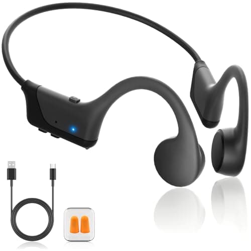 Gelecek Bone Conduction Open-Ear Headphones，Bluetooth 5.4，IPX5 Waterproof，8 Hrs Battery Life，Comfortable Sports Earphones for Running，Gym. (Black)