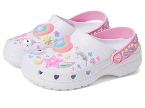 Skechers Kids Girls Heart Charmer-Girly Land Clog, White/Multi, 2 Little Kid