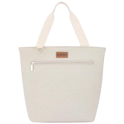 GLENKEY Insulated Lunch Bag Tote Lunch Box - Large Leakproof Cooler Bags for Adults - Soft Lunchbox for Women Work Shift Outdoor Travel Beige 8L