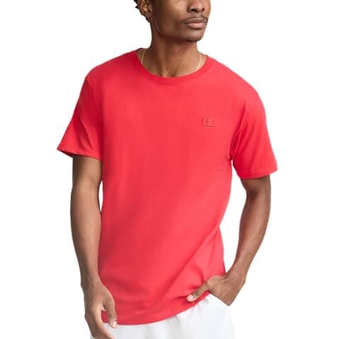 Champion Mens Classic T-shirt, Everyday Tee For Men, Comfortable Soft (Reg. Or Big & Tall), Scarlet, Medium US